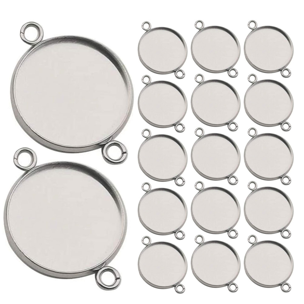 Bezels Set Pendant - 20 buah, bingkai perhiasan baja tahan