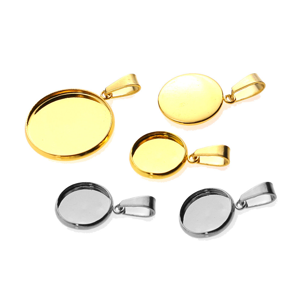 Resin Crafts - 20 Buah Baki Liontin Bulat Stainless