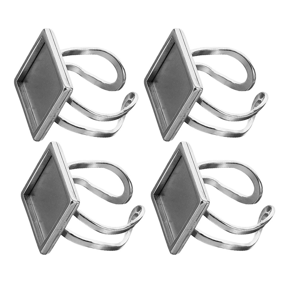 4Pcs Alas Cincin Bezel Persegi - Resin Crafts Diy ulasan dan harga